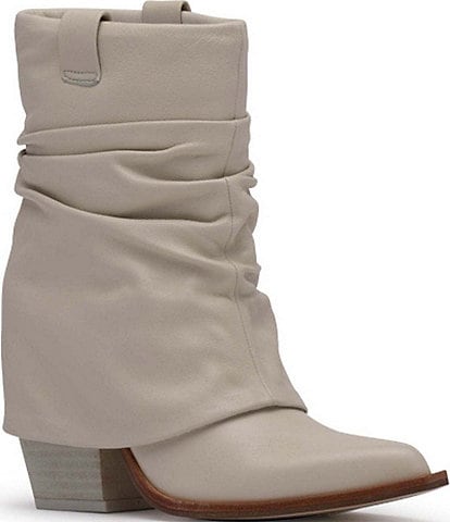 D'Amelio Footwear Savella Leather Slouchy Foldover Western Booties