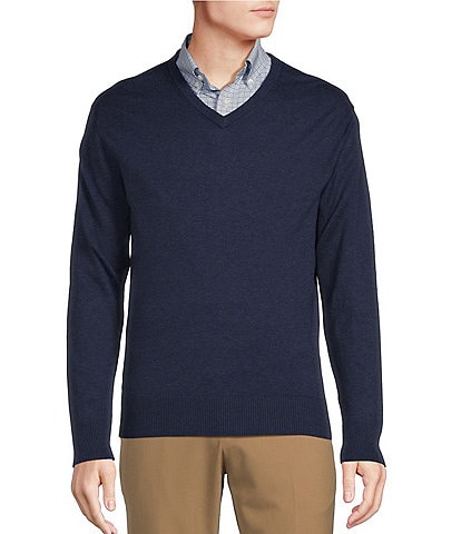 Daniel Cremieux Signature Collection Long Sleeve Supima Cashmere V-Neck Sweater