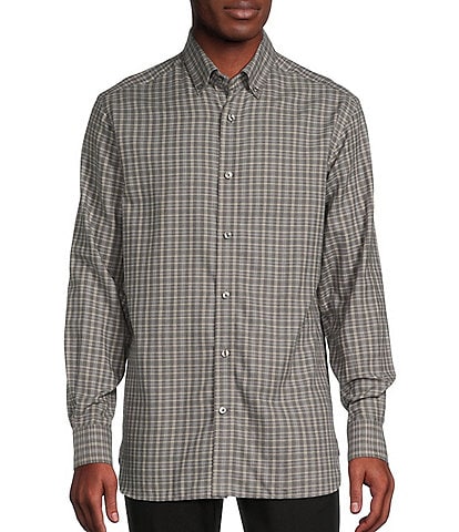 Daniel Cremieux Signature Label A Touch Of Cashmere Small Plaid Long Sleeve Woven Shirt