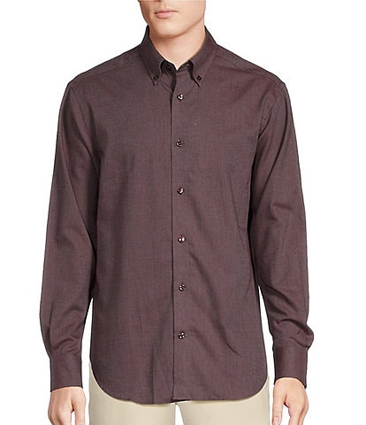 Daniel Cremieux Signature Label A Touch Of Cashmere Solid Long Sleeve Woven Shirt