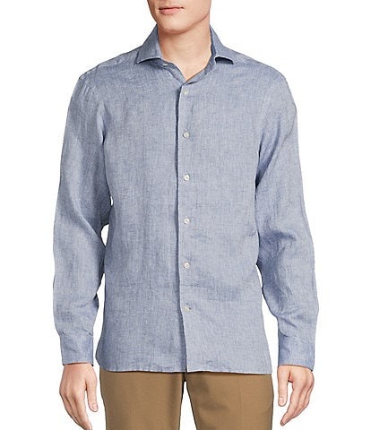 Daniel Cremieux Signature Label Albini Solid Linen Long Sleeve Woven Shirt
