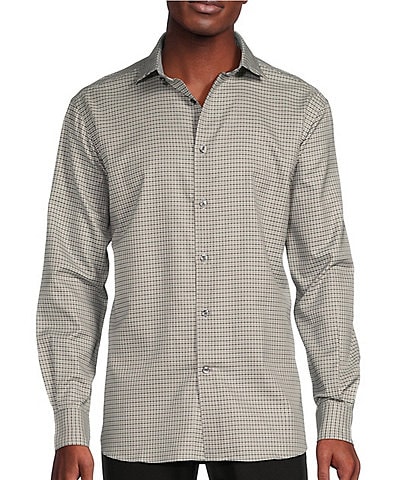 Daniel Cremieux Signature Label Checked Houndstooth Albini Cotton Long Sleeve Woven Shirt