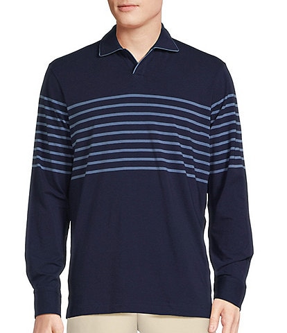 Daniel Cremieux Signature Label Chest Stipe Long Sleeve Polo Shirt