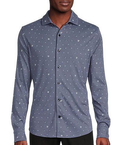 Daniel Cremieux Signature Label Dainty Florals Interlock Long Sleeve Coatfront Shirt