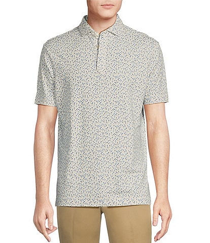 Daniel Cremieux Signature Label Floral Print Jersey Short Sleeve Polo Shirt