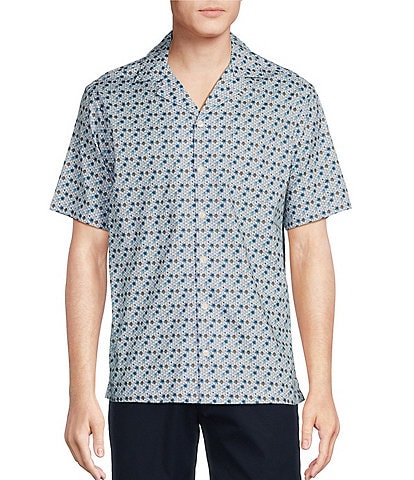Daniel Cremieux Signature Label Floral Print Lyocell-Cotton Short Sleeve Woven Camp Shirt