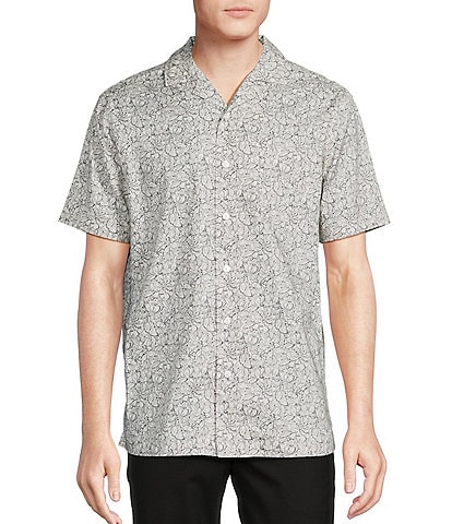 Daniel Cremieux Signature Label Floral Print Short Sleeve Woven Camp Shirt
