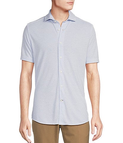 Daniel Cremieux Signature Label Jersey Jacquard Short Sleeve Coatfront Shirt
