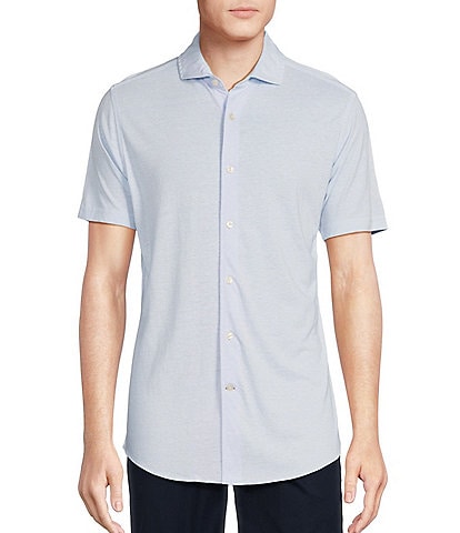 Daniel Cremieux Signature Label Jersey Jacquard Short Sleeve Coatfront Shirt