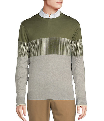 Daniel Cremieux Signature Label Long Sleeve Supima Cotton Colorblock Knit Sweater