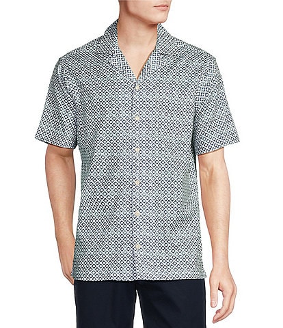 Daniel Cremieux Signature Label Mosaic Lyocell-Cotton Short Sleeve Woven Camp Shirt