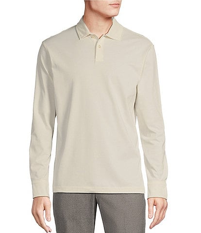 Daniel Cremieux Signature Label Mount Lussari Collection Birdseye Knit Long Sleeve Polo Shirt