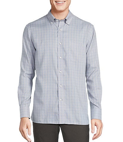 Daniel Cremieux Signature Label Non-Iron Windowpane Long Sleeve Woven Shirt