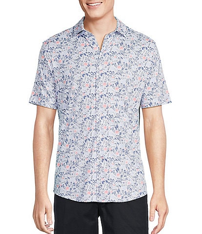 Daniel Cremieux Signature Label Paisley Print Short Sleeve Coatfront Shirt