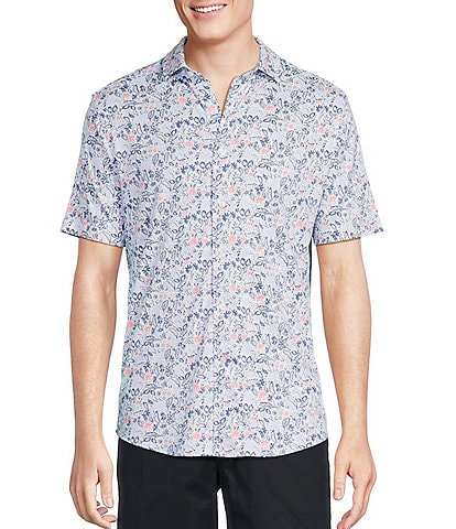 Daniel Cremieux Signature Label Paisley Print Short Sleeve Coatfront Shirt