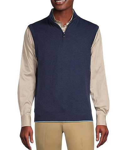 Daniel Cremieux Signature Label Pebble Beach Supima Cashmere Blend Quarter-Zip Sweater Vest