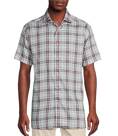 Daniel Cremieux Signature Label Plaid Lyocell Linen Short Sleeve Woven Shirt