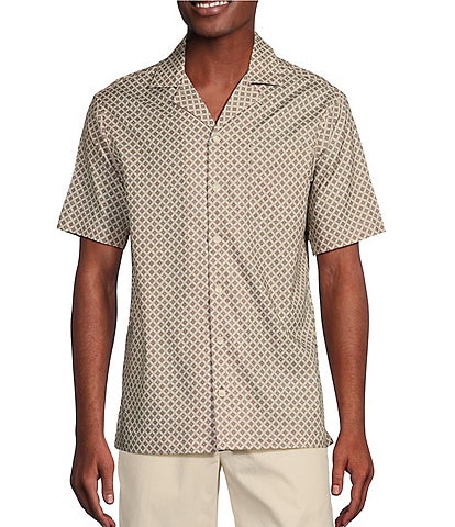 Daniel Cremieux Signature Label Printed Lyocell-Cotton Short Sleeve Woven Camp Shirt