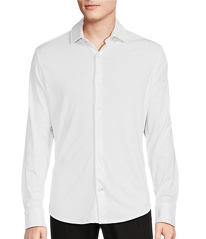 Daniel Cremieux Signature Label Solid Interlock Long Sleeve Coatfront Shirt