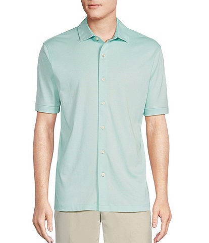 Daniel Cremieux Signature Label Solid Interlock Short-Sleeve Coatfront Shirt