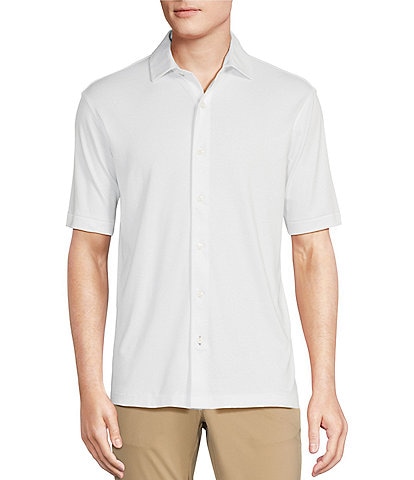 Daniel Cremieux Signature Label Solid Interlock Short-Sleeve Coatfront Shirt
