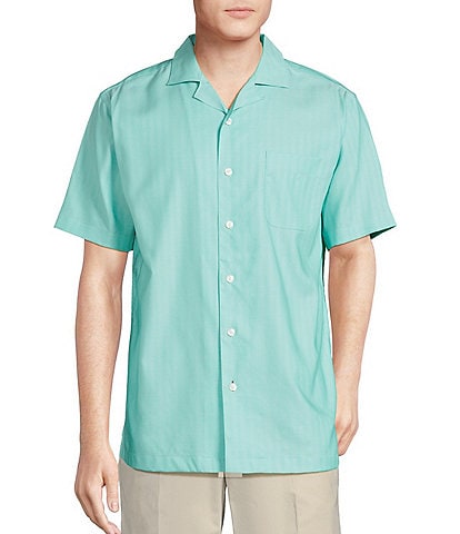 Daniel Cremieux Signature Label Solid Short Sleeve Woven Camp Shirt