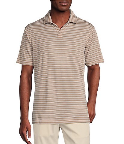Daniel Cremieux Signature Label Stripe Jersey Short-Sleeve Polo Shirt