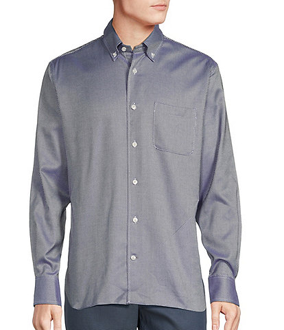 Daniel Cremieux Signature Label Textured Dotted Long Sleeve Woven Shirt