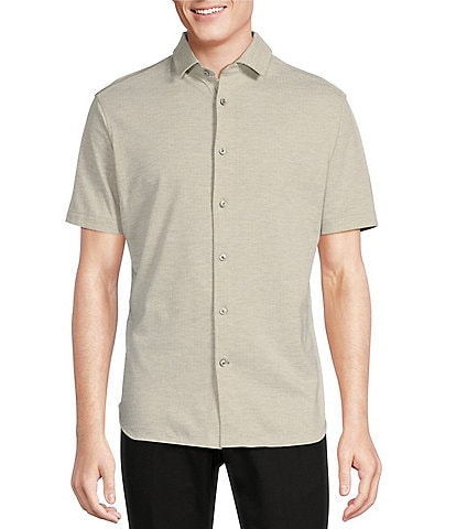 Daniel Cremieux Signature Label Textured Jacquard Short Sleeve Coatfront Shirt
