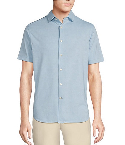 Daniel Cremieux Signature Label Textured Jacquard Short Sleeve Coatfront Shirt
