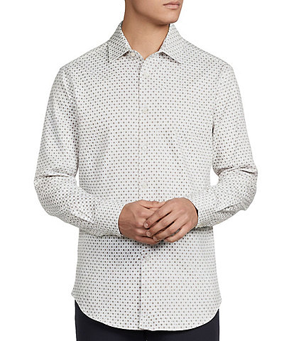 Daniel Cremieux Signature Label The Highlands Collection Printed Knit Long Sleeve Coat Front Shirt