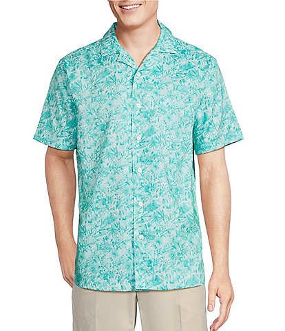 Daniel Cremieux Signature Label Tonal Floral Print Short Sleeve Woven Shirt