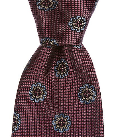 Daniel Cremieux Signature Open Medallion Print 3 3/8" Woven Silk Tie
