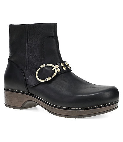 Dansko Baylin Leather Studded Buckle Booties