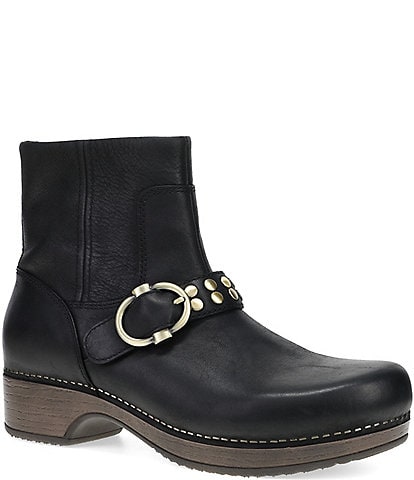 Dansko Baylin Leather Studded Buckle Booties