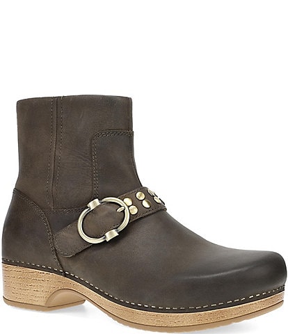 Dansko Baylin Leather Studded Buckle Booties