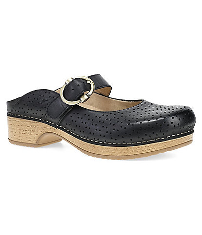 Dansko Blaire Perforated Leather Slip On Clogs
