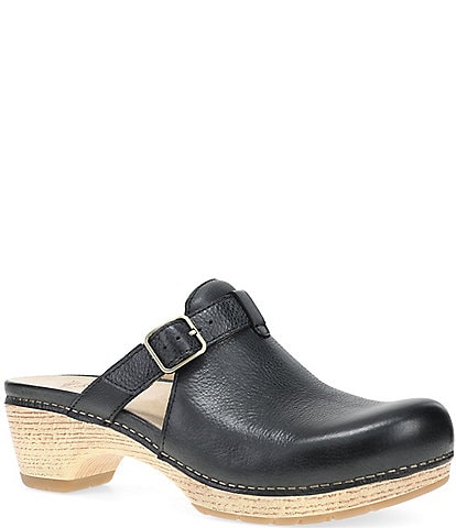 Dansko Leandra Leather Platform Block Heel Clogs