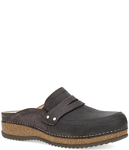Dansko Maggy Nubuck Suede Penny Strap Clogs