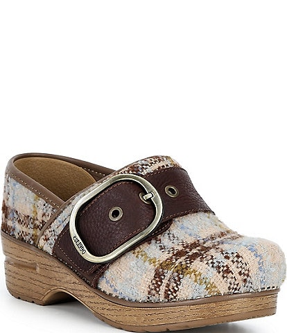 Dansko Pearson Plaid Buckle Hardware Clogs