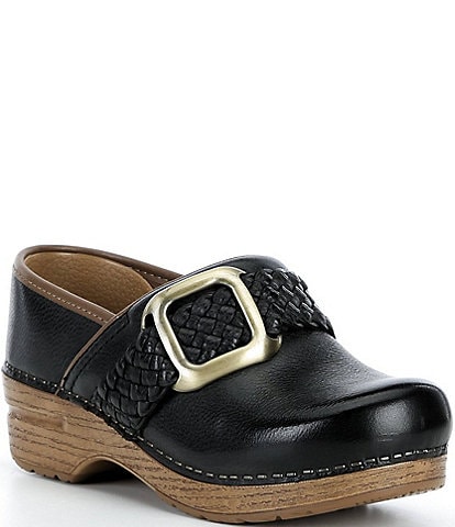 Dansko Pro Braided Leather Buckle Hardware Clogs