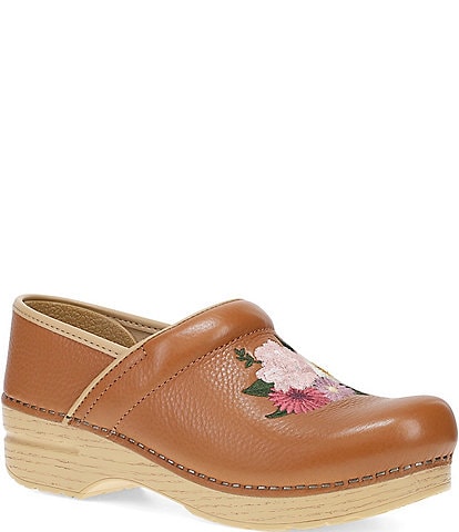 Dansko Professional Floral Embroidered Leather Clogs