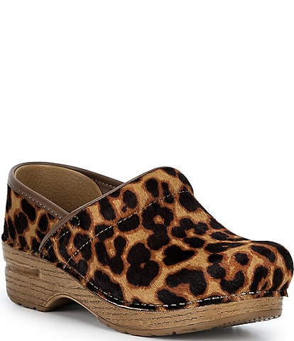Dansko Professional Leopard Print Calf Hair Clogs