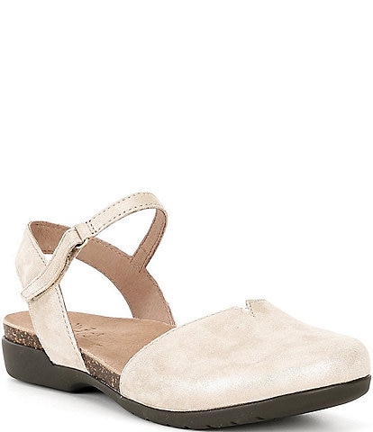 Dansko Rowan Sparkle Suede Ankle Strap Clogs