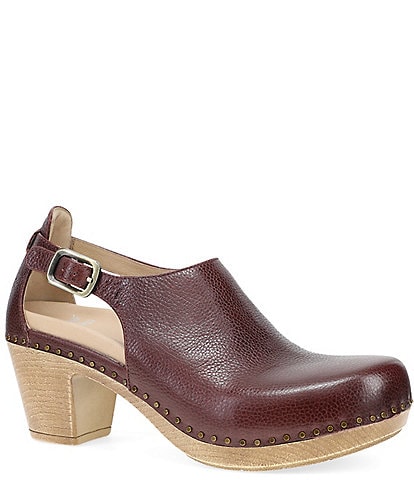 Dansko Sassy Burnished Leather Studded Ankle Strap Clogs