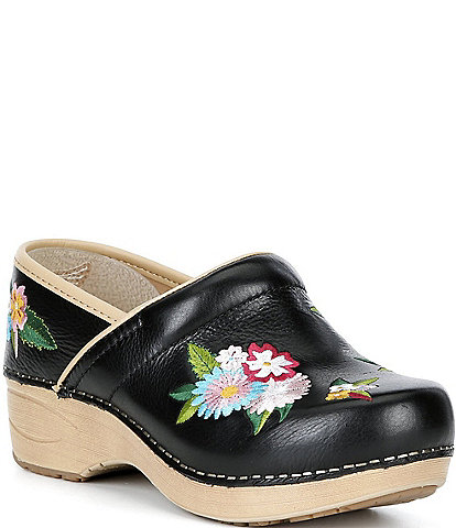 Dansko XP 2.0 Floral Embroidered Leather Clogs