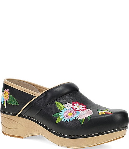 Dansko XP 2.0 Floral Embroidered Leather Clogs