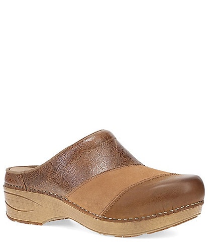Dansko Zinnia Embossed Leather Patchwork Clogs
