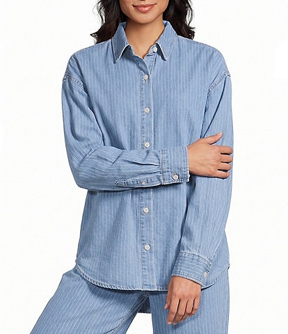 Daze Haven Denim Long Sleeve Button Front Shirt