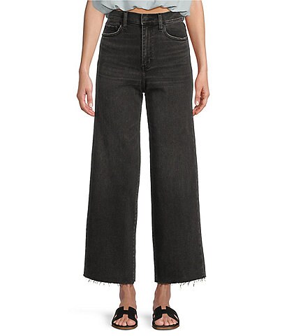 Daze Pleaser High Rise Wide Ankle Length Frayed Jeans
